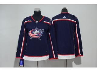 Women Adidas Columbus Blue Jacket Blank Ice Hockey Jersey Navy