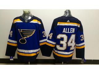 Adidas St. Louis Blues 34 Jake Allen Clark Ice Hockey Jersey Blue