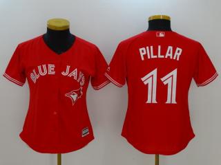 New Women Toronto Blue Jays 11 Kevin Pillar Baseball Jersey Red