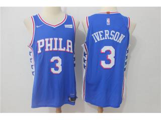 2017-2018 Nike Philadelphia 76ers 3 Allen Iverson Basketball Jersey Blue Player Edition