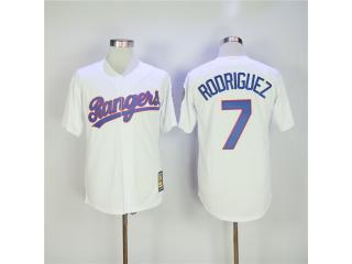 Texas Rangers 7 Ivan Rodriguez Baseball Jersey White Fan version Retro