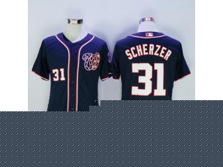 Washington Nationals 31 Max Scherzer Flexbase Baseball Jersey Navy Blue
