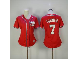 Women Washington Nationals 7 Trea Turner Baseball Jersey Red