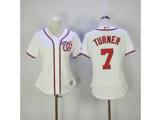 Women Washington Nationals 7 Trea Turner Baseball Jersey White