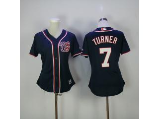 Women Washington Nationals 7 Trea Turner Baseball Jersey Navy Blue