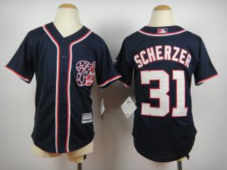 Youth Washington Nationals 31 Max Scherzer Baseball Jersey Navy Blue