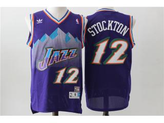 Utah Jazz 12 John Stockton Basketball Jersey Purple Retro