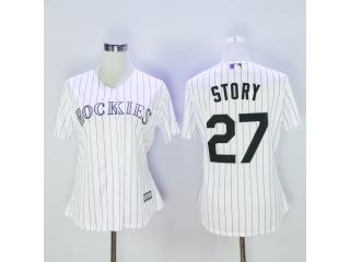 Women Colorado Rockies 27 Trevor Story Baseball Jersey White