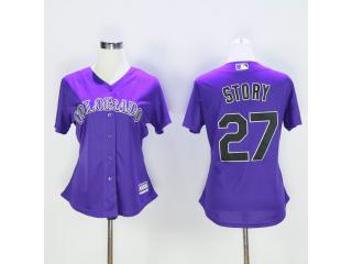 Women Colorado Rockies 27 Trevor Story Baseball Jersey purple