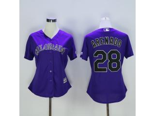 Women Colorado Rockies 28 Nolan Arenado Baseball Jersey purple
