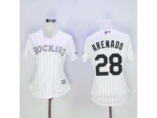 Women Colorado Rockies 28 Nolan Arenado Baseball Jersey White