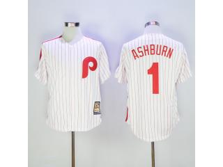 Philadelphia Phillie 1 Richie Ashburn Baseball Jersey White red retro fans