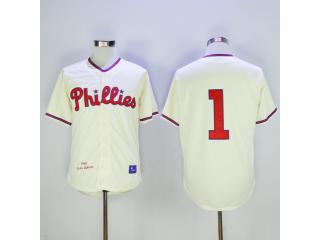 Philadelphia Phillie 1 Richie Ashburn Baseball Jersey Beige Retro