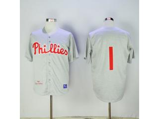 Philadelphia Phillie 1 Richie Ashburn Baseball Jersey Gray Retro