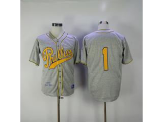 Philadelphia Phillie 1 Richie Ashburn Baseball Jersey Gray Retro