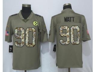 Pittsburgh Steelers 90 T.J. Watt Olive Camo Carson 2017 Salute to Service Limited Jersey