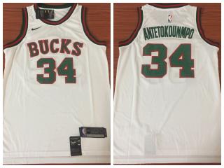 Nike Milwaukee Bucks 34 Giannis Antetokounmpo Basketball Jersey White Fan Editionon