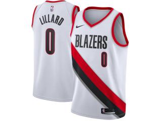 Nike Portland Trail Blaze 0 Damian Lillard Basketball Jersey White Fan Edition