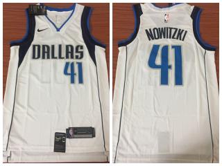 Nike Dallas Mavericks 41 Dirk Nowitzki Basketball Jersey White Fan Edition
