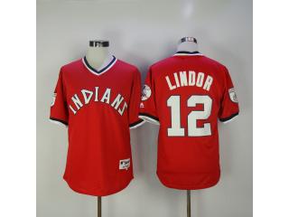 Cleveland indians 12 Francisco Lindor Baseball Jersey Red Retro