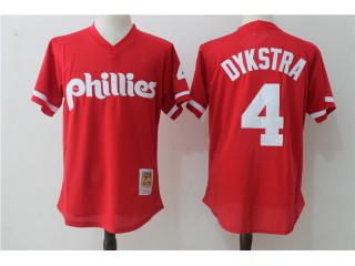 Philadelphia Phillie 4 Lenny Dykstra Baseball Jersey Red retro net eye