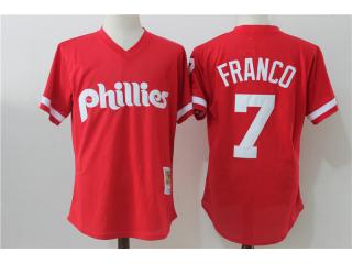 Philadelphia Phillie 7 Maikel Franco Baseball Jersey Red retro net eye