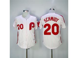 Philadelphia Phillie 20 Mike Schmidt Baseball Jersey White red stripes1983 Retro