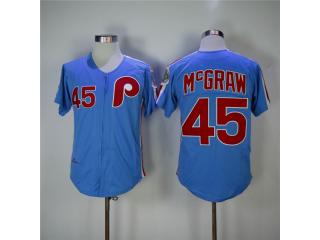 Philadelphia Phillie 45 Tug McGraw Baseball Jersey Blue 1983 Retro