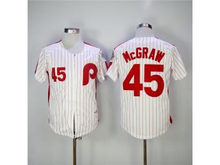 Philadelphia Phillie 45 Tug McGraw Baseball Jersey White red stripes1983 Retro