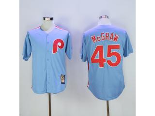 Philadelphia Phillie 45 Tug McGraw Baseball Jersey Blue Retro