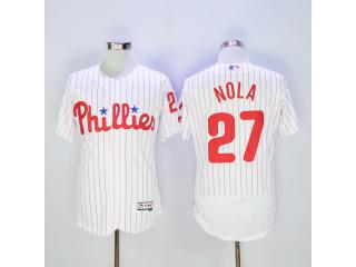 Philadelphia Phillie 27 Aaron Nola Flexbase Baseball Jersey White red stripes