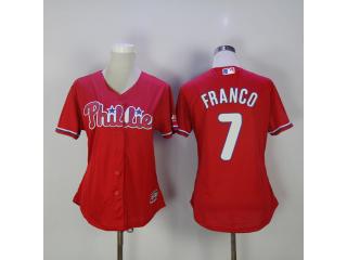 Women Philadelphia Phillie 7 Maikel Franco Baseball Jersey Red
