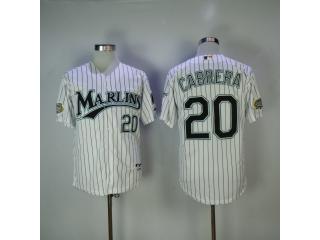 Miami Marlins 20 Miguel Cabrera Baseball Jersey White stripes Retro