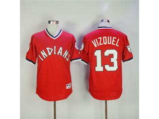 Cleveland indians 13 Omar Vizquel Baseball Jersey Red Retro