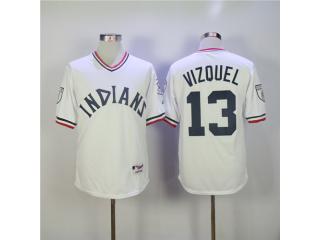 Cleveland indians 13 Omar Vizquel Baseball Jersey White Retro