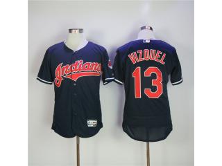 Cleveland indians 13 Omar Vizquel Flexbase Baseball Jersey Navy Blue