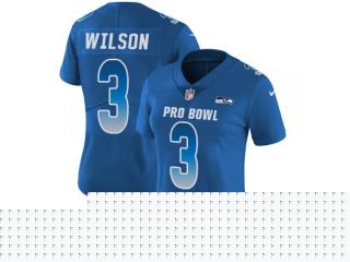 Women 2018 all star Seattle Seahawks 3 Russell Wilson Football Jersey Legend Blue