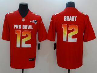 2018 all star New England Patriots 12 Tom Brady Football Jersey Legend Red