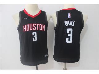 Youth 2017 -2018 Nike Houston Rockets 3 Chris Paul Basketball Jersey Black Fan Edition