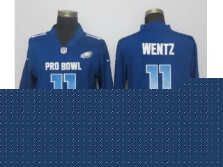 2018 all star Philadelphia Eagles 11 Carson Wentz Football Jersey Legend Blue