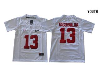 Youth 2018 Alabama Crimson Tide 13 Tua Tagovailoa College Football Jersey White Diamond Edition