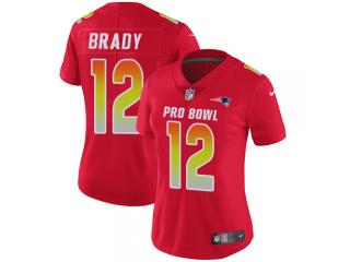Women 2018 all star New England Patriots 12 Tom Brady Football Jersey Legend Red