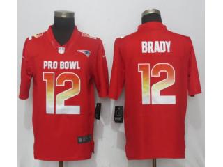 2018 all star New England Patriots 12 Tom Brady Pro Bowl Limited Football Jersey Red