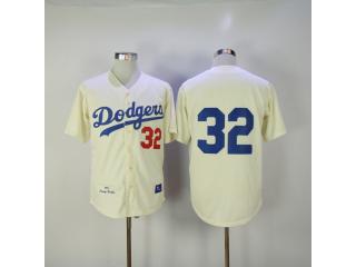 Los Angeles Dodgers 32 Sandy Koufax Baseball Jersey Beige