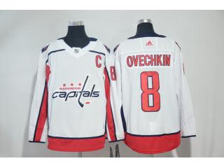 Adidas Washington Capitals 8 Alex Ovechkin Ice Hockey Jersey White