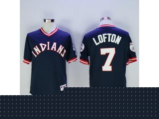 Cleveland indians 7 Kenny Lofton Baseball Jersey Navy Blue Retro