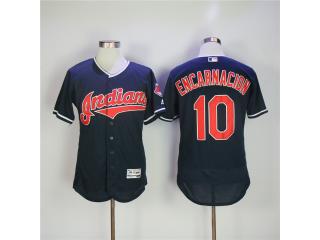 Cleveland indians 10 Edwin Encarnacion Flexbase Baseball Jersey Navy Blue