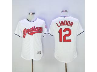 Cleveland indians 12 Francisco Lindor Flexbase Baseball Jersey White