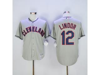 Cleveland indians 12 Francisco Lindor Baseball Jersey Gray Fan version