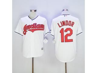 Cleveland indians 12 Francisco Lindor Baseball Jersey White Fan version